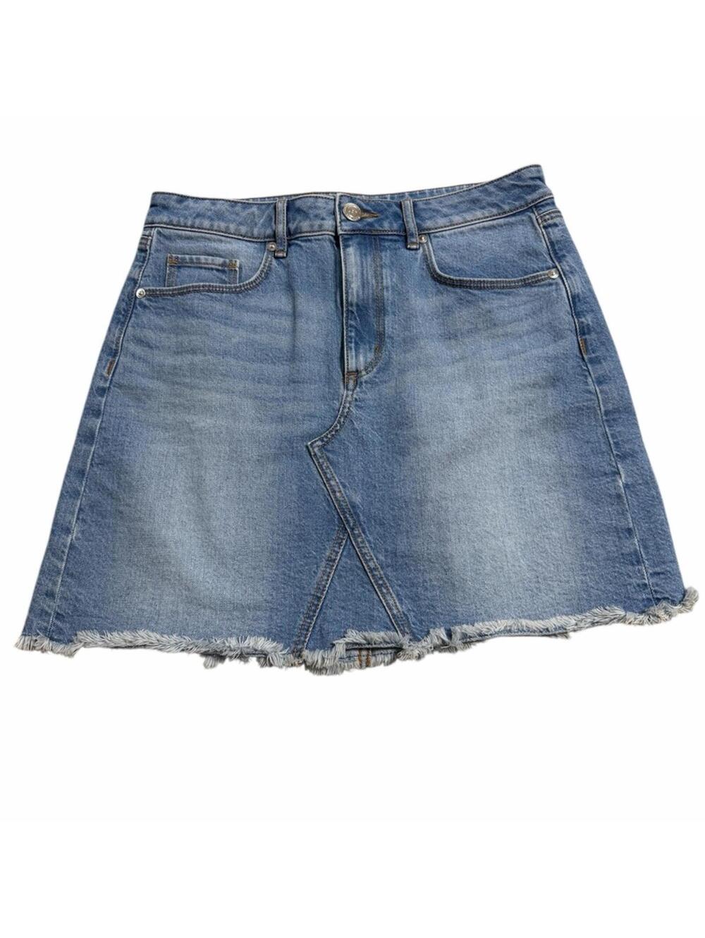 LOFT Raw Hem Denim Skirt